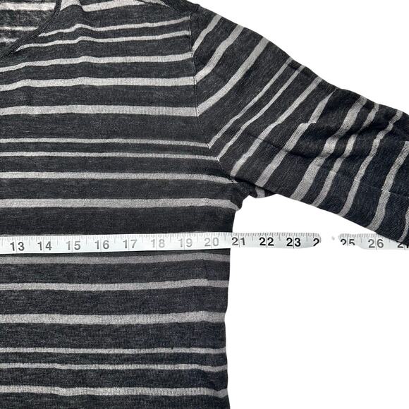 John Varvatos | Men | Dark Stripe Slub Linen Sheer Lightweight LS Shirt | Large - Picture 5 of 9